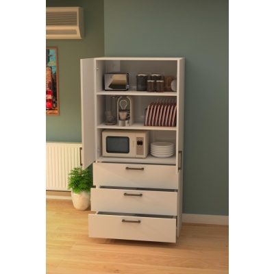 Çok Amaçlı Kiler Mutfak Yüklük Dolabı 3 Çekmeceli Atlantik Çam KDC-180x86x45