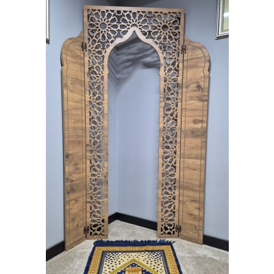 Namaz Kıble Ibadet Mihrab Köşesi Dekoratif Motif Cnc Işleme MDF