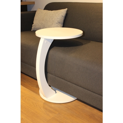 Tekerlekli C Sehpa HG GLOSS Parlak Koltuk Sehpası Yan Sehpa Zigon Sehpa Servis Sehpası - YUVARLAK