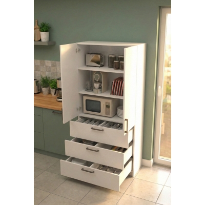 Çok Amaçlı Kiler Mutfak Yüklük Dolabı 3 Çekmeceli Atlantik Çam KDC-180x86x45